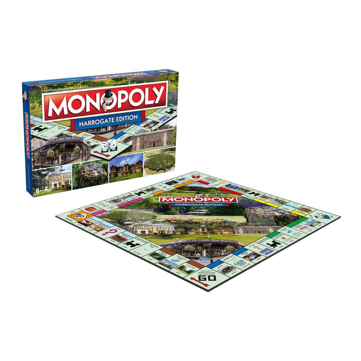 Winning Moves Harrogate Monopoly gra planszowa, Advance to Harrogate Theatre, Muzeum Pomp i Bettys i wymień swoją drogę do sukcesu, 2-6 graczy to świetny prezent dla dzieci w wieku od 8 lat
