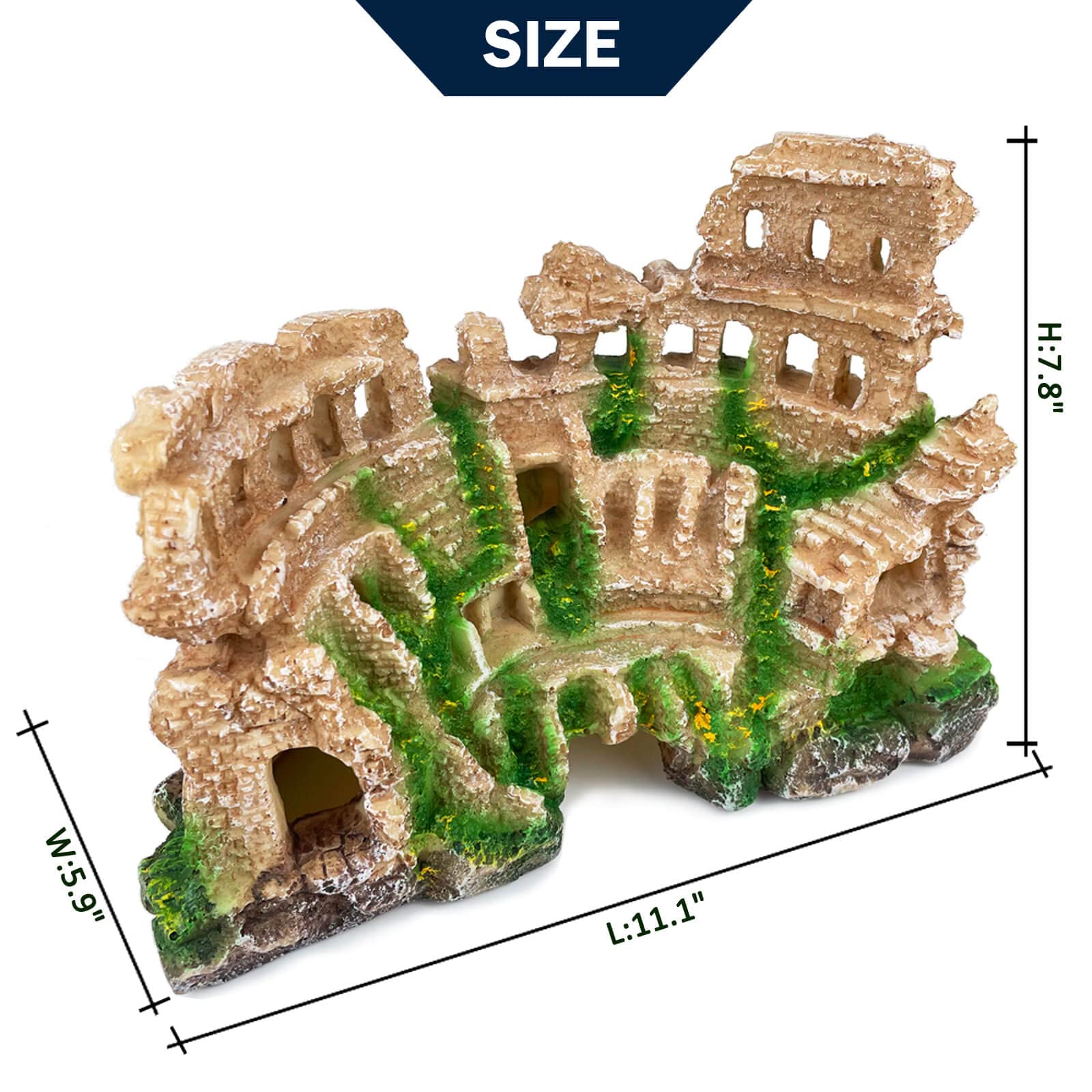 Antica Colonna Romana rovina Acquario Castello Europeo Decorazione per Acquario, Castello, Grotta, nascondigli, Rocce, Piante, Forniture, Accessori sicuri per acquari d'Acqua Dolce e salata