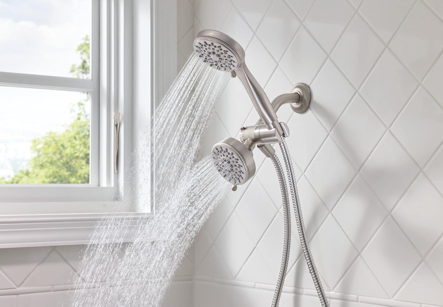 Moen 20016SRN Ignite Five-Function 3 3/4" Diameter Standard Spray Head with Handheld Shower, Brushed Nickel - - 
