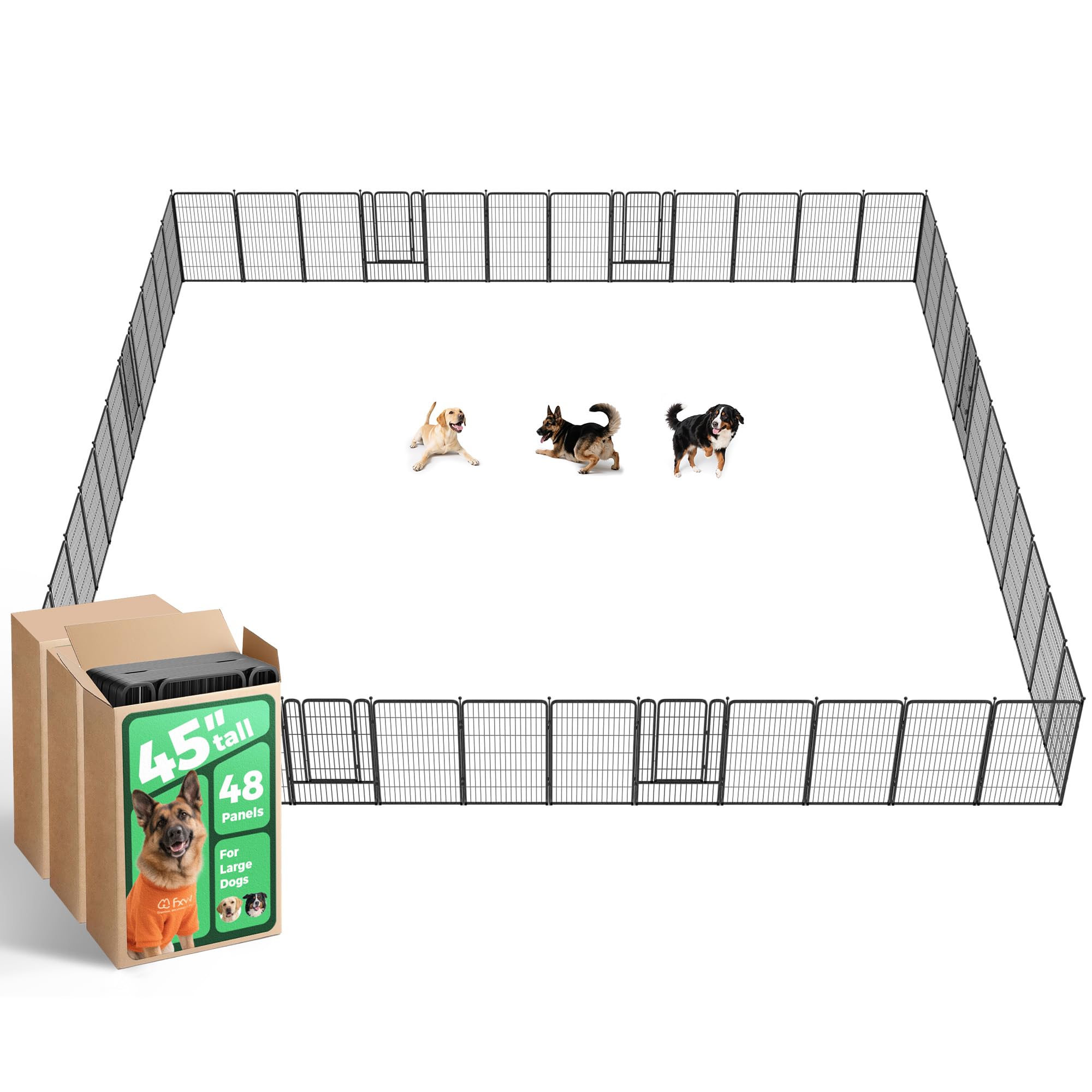 FXW Rollick Unleashed Dog Playpen for Indoor, Yard, RV Camping, 45 inch 48 Panels for Large Dogs│Patented