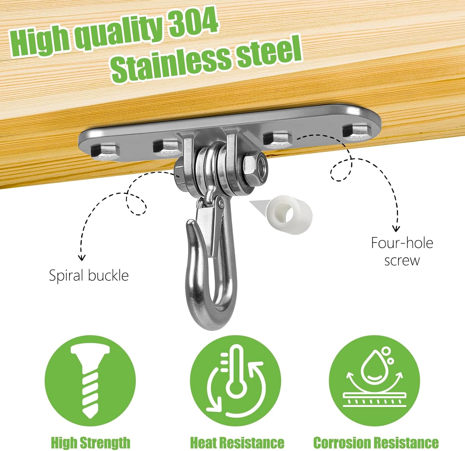 Heavy Bag Hanger,Stainless Wall Ceiling Mount Hook 180°/360° Rotation Wood Beam Holder Body Weight Strength Training Systems, Aerial Yoga Swing & Hammock