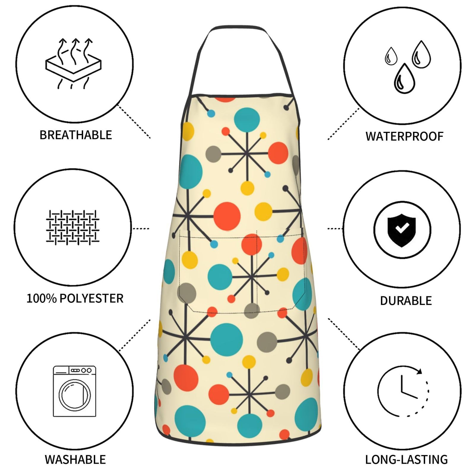 Lot de 5 gants de cuisine et maniques en silicone antidérapants résistants à la chaleur pour le milieu du siècle des années 50