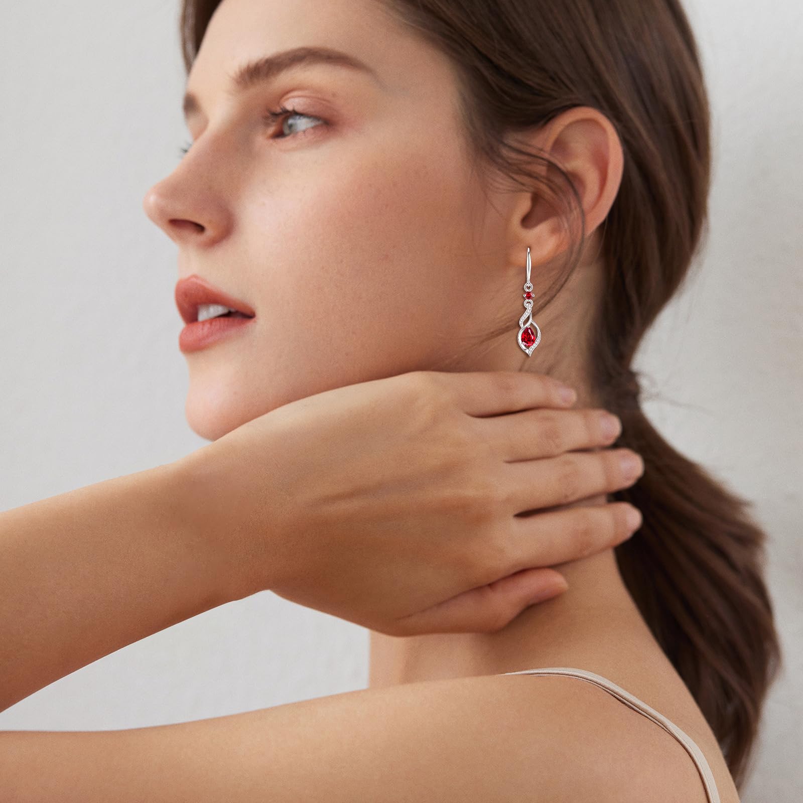 FANCIME Orecchini pendenti con pietra portafortuna, argento sterling S925, simbolo dell'infinito: regali di compleanno per la mamma e per le donne