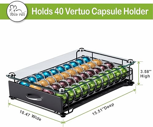 Miniatura 12 de Rice rat Vertuo - Cajón para cápsula Nespresso con vidrio para gabinete, estante de almacenamiento de cápsulas Vertuoline para mostrador (clase 30