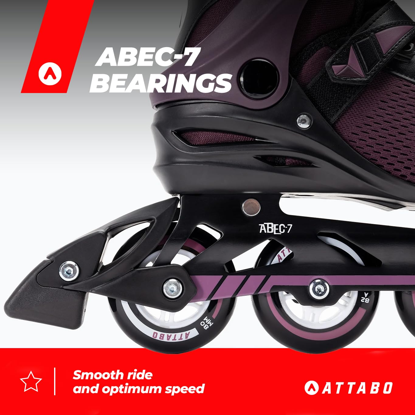 ATTABO Patines en Línea Fitness OneFoot 36-40 EU Violeta Patines de Mujer Ligeros y Duraderos PP Shell Coolmax Lining Montaje rápido FITGo Rodamientos ABEC-7 Ruedas PU 82A Cómodos y con Estilo