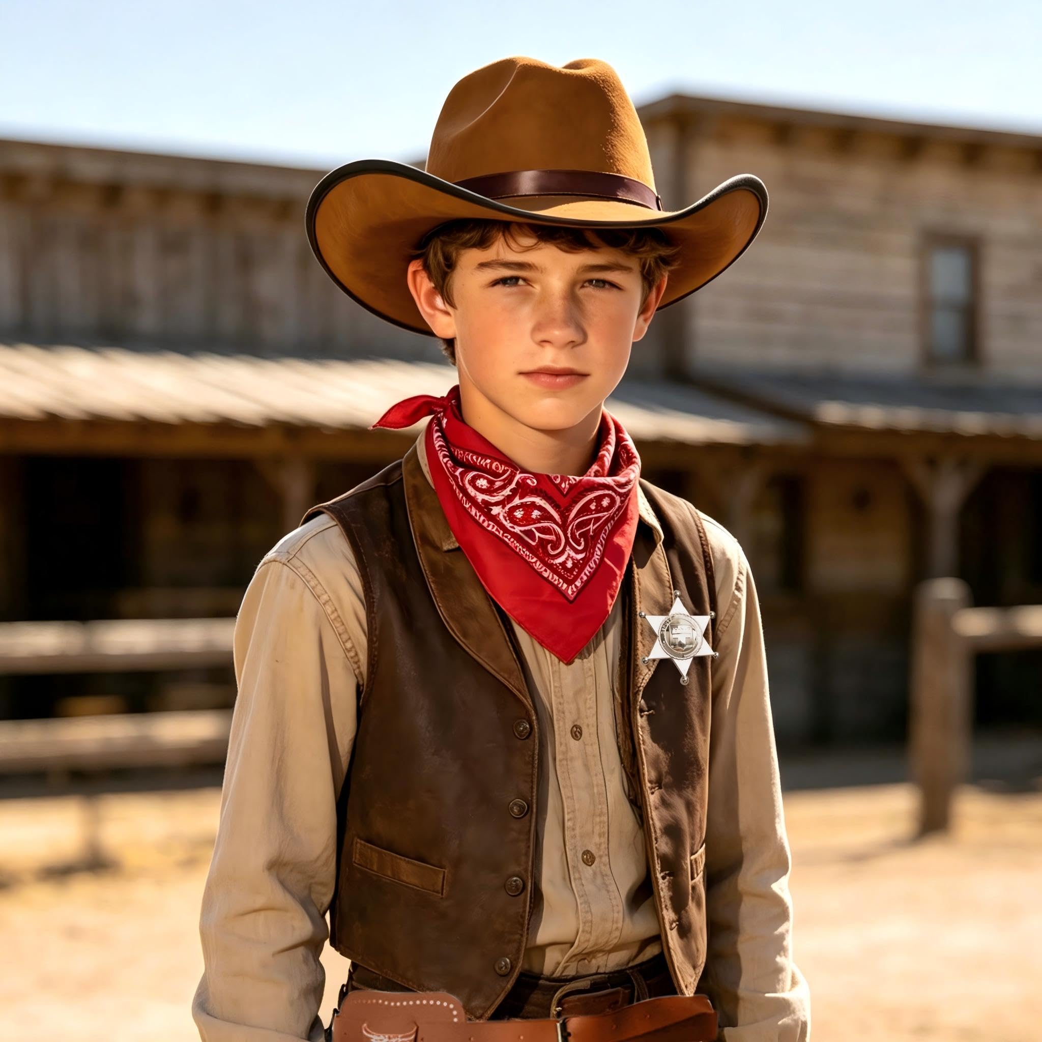 LaVenty Kids Western Cowboy Costume Set with Hat & Bandanna