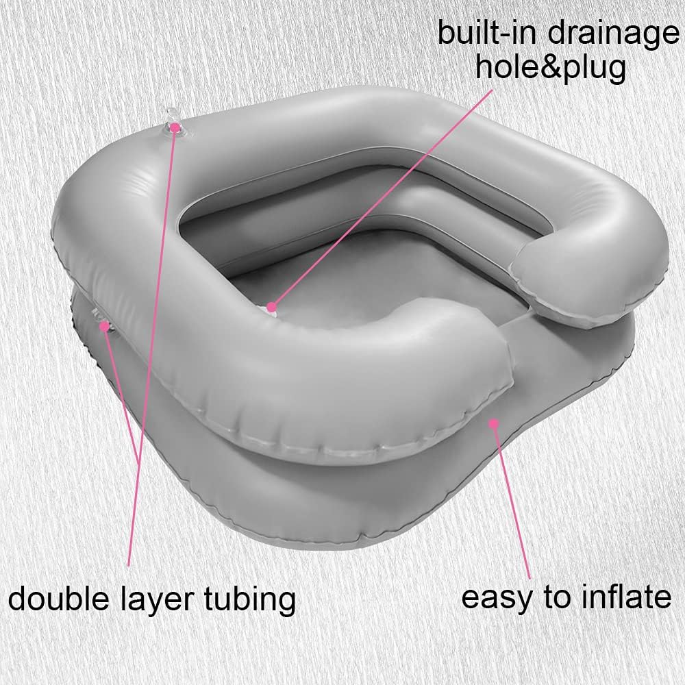Inflatable Shampoo Basin,Portable Hair Wash Shampoo Bowl for Hair Washing in Bed,Washing Sink for Bedridden,Disabled,Elderly (Light Grey) : Health & Household