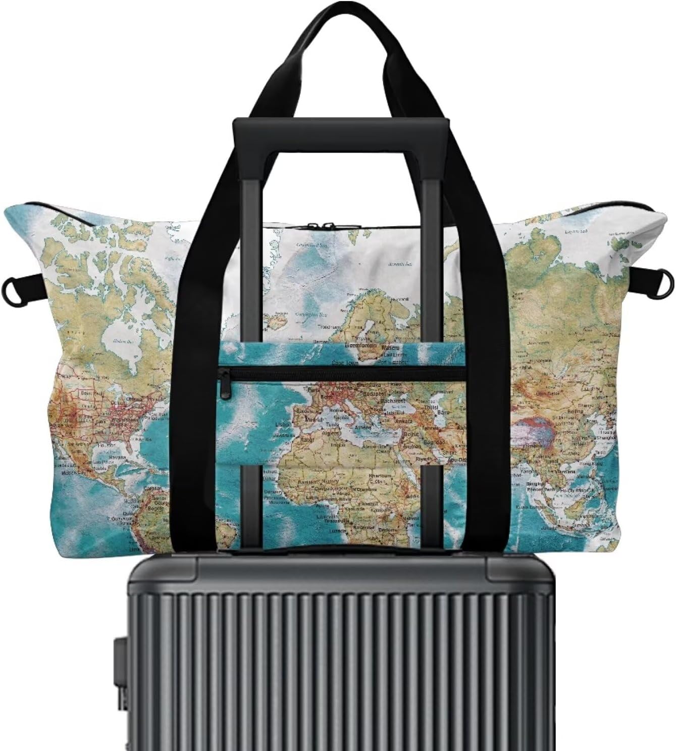 World Map Print Carry on Bag for Travel Workout Lightweight Artsy Novelty Duffle Bags Large Capacity for Women Men