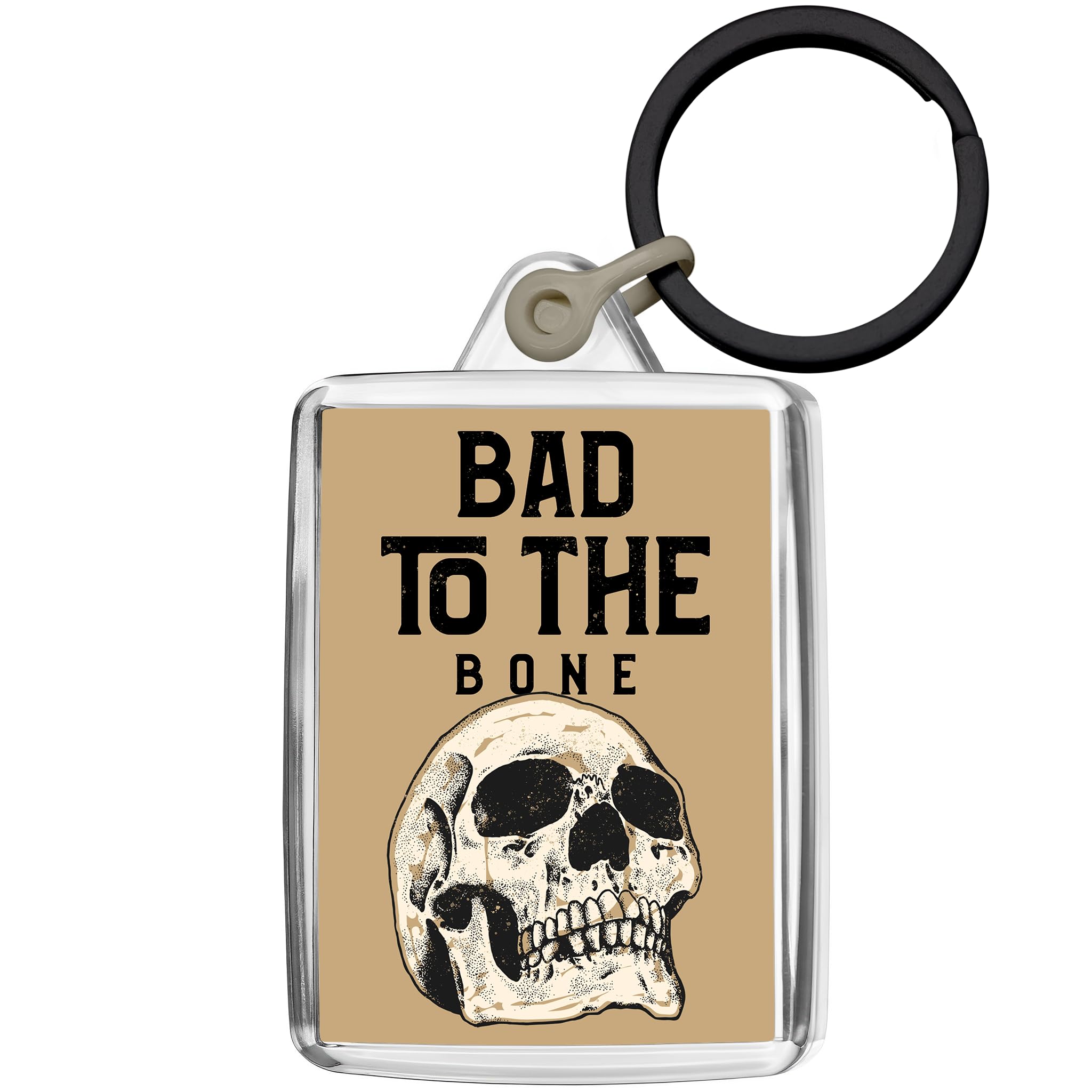 Pixly Unisex Clear Pixly® Bad To The Bone Skull Keyring Key Fob Keychain Keepsake Fun Gift For Him Her