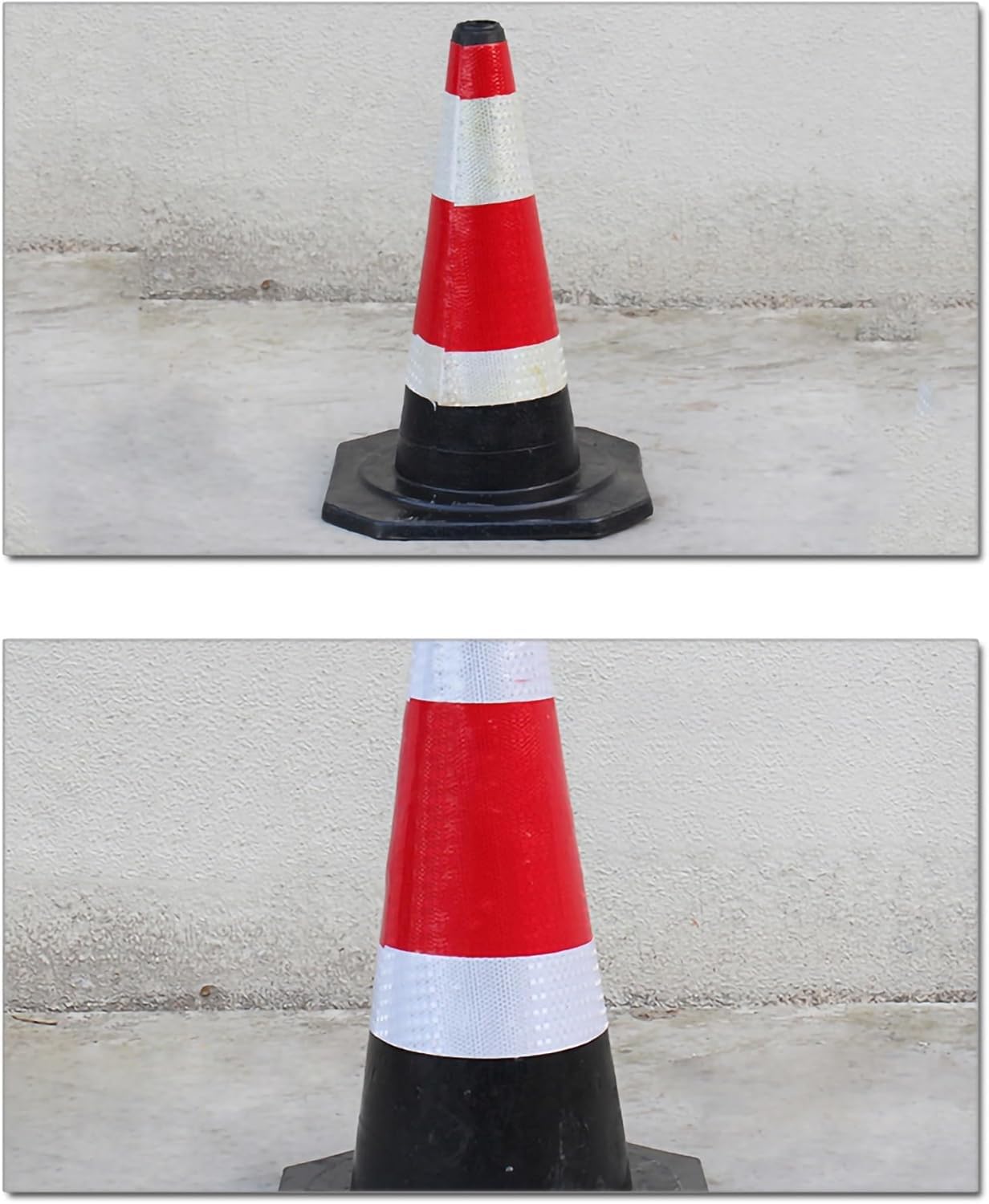 Cône de signalisation, Base Noire avec Bandes réfléchissantes, adapté aux parkings, Routes, contrôle du trafic(33x33x63cm)