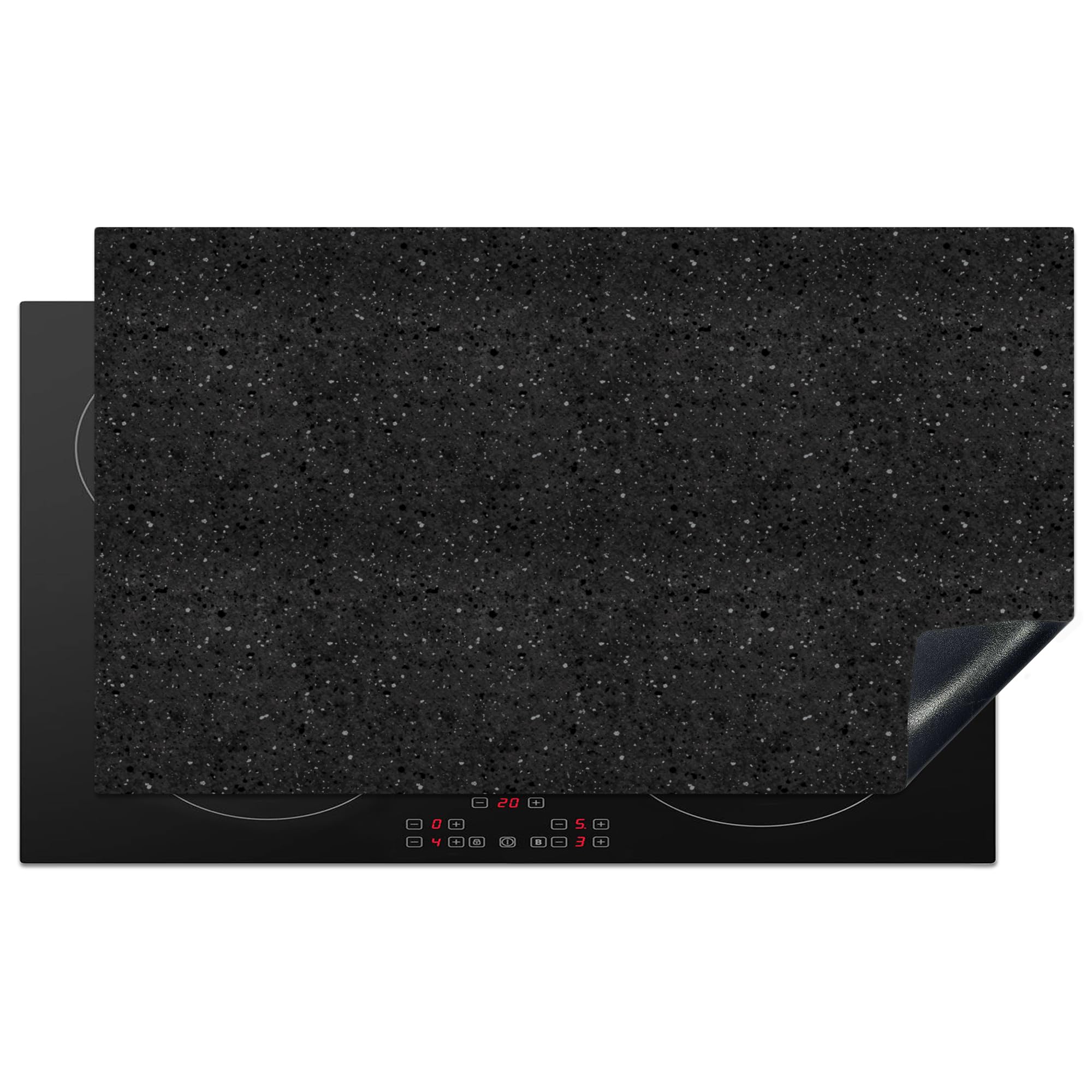 KitchenYeah© Induction Hob Cover Protector Mat 20.8"x36" / 91.6x52.7 cm Kitchen Universal Ceramic Covers for Electric Cookers Vinyl Granite - Black - Grey