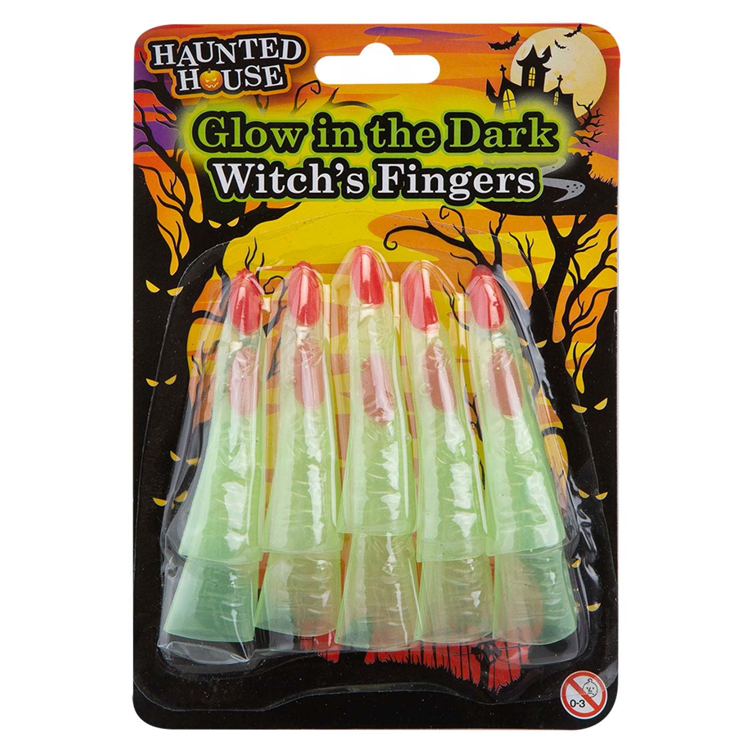 VFM e-Store - Witch Finger Toppers Glow In the Dark Props Trick Or Treat Party Spooky Halloween Parties, Creepy, Fright, Costume, Fancy Dess Accessories and Props - 10cm Green