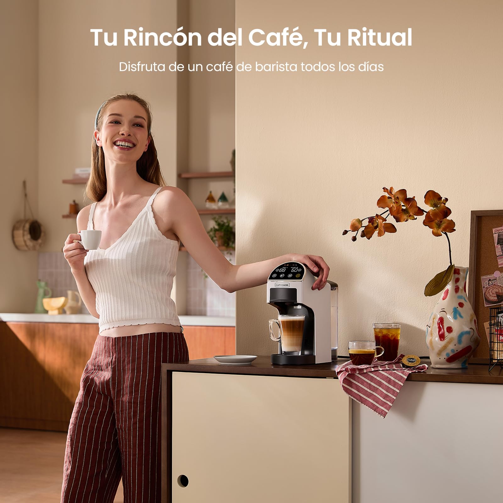 Magician2 Cafetera 5 en 1 para Nespresso, Dolce Gusto, Molido/Monodosis ESE | Apto para Lavazza A Modo Mio - 20 Bar, Auto-Lock, Panel Táctil LED, Reconocimiento Auto, Volumen/Temp, Preinfusión, BPA-libre