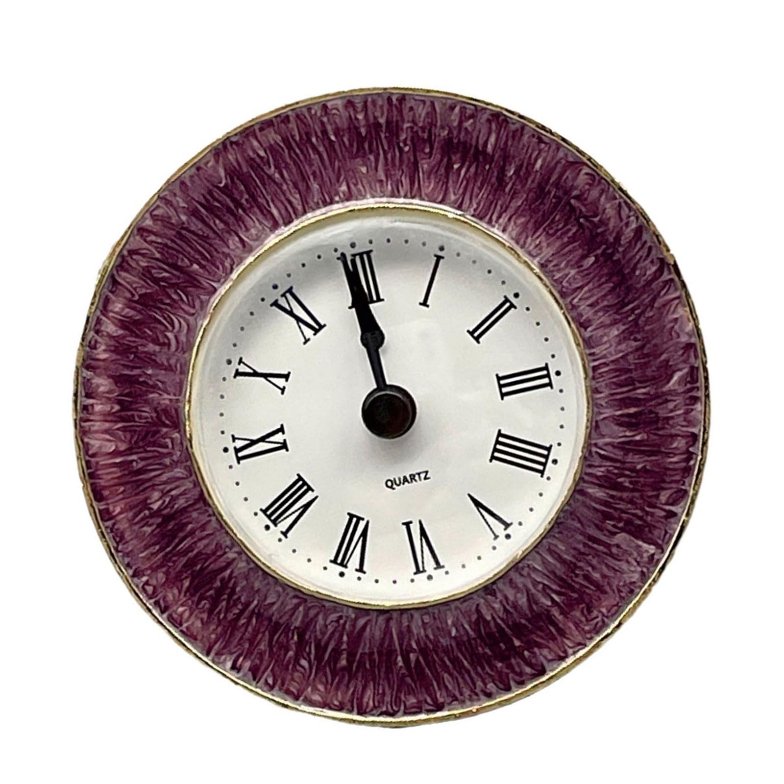 Yanwuwa Brilliant Purple Clo Color Metal Clock Quiet Floral Desk Clock In Color, Vintage Elegant Clocks For Home Or Decoration Elegant