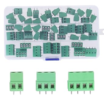 50PCS 5.08mm 0.2" Pitch PCB Mount Screw Terminal Block Connector | 2P, 3P, 4P, 300V 10A, for 22-14AWG Cable