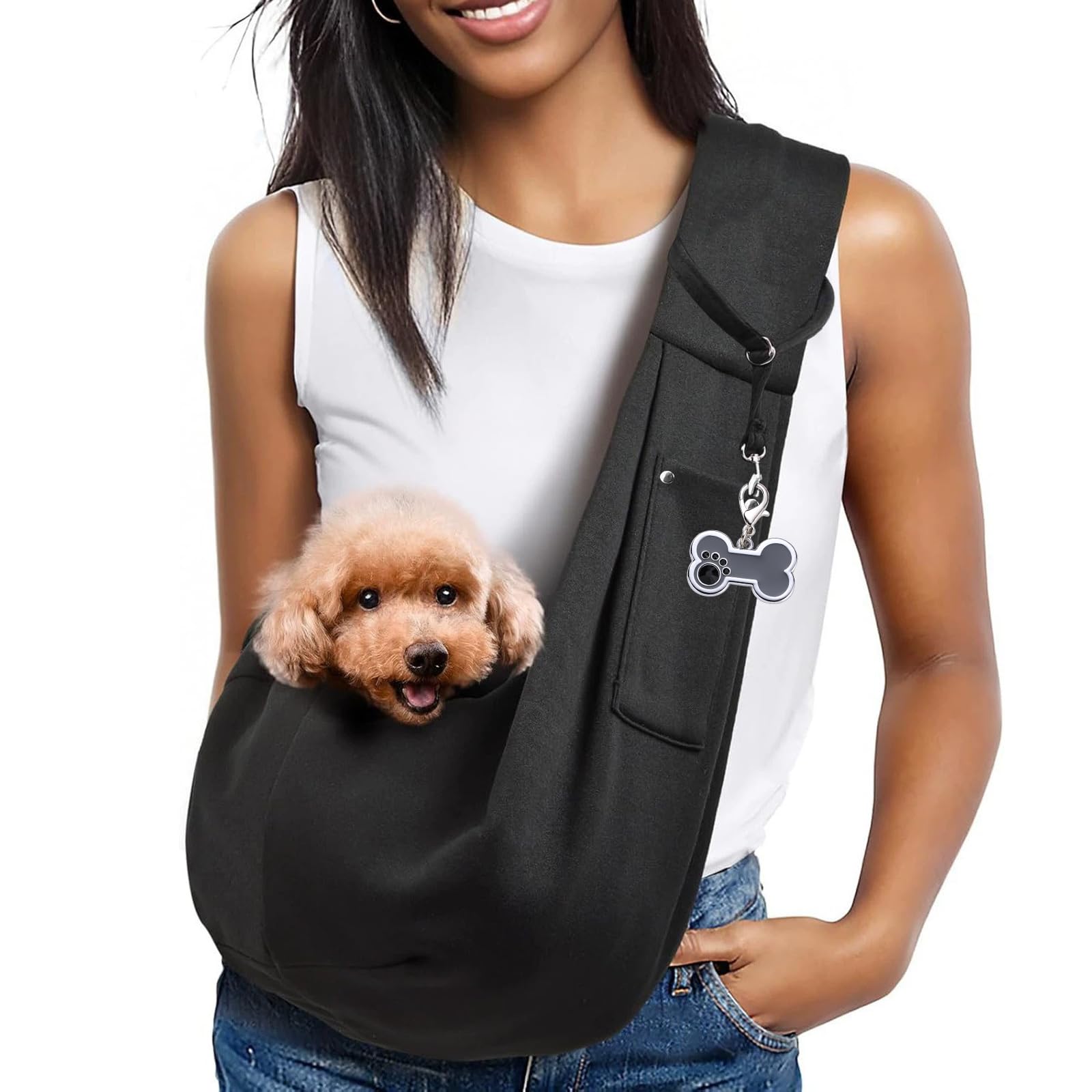 TYXHXTF Borsa da Viaggio per Cani, Regolabile Borsa Animali Domestici, Trasportino da Passeggio, Marsupio per Cani, Borsas Porta Cane, per Viaggio Passeggiata（Nero）
