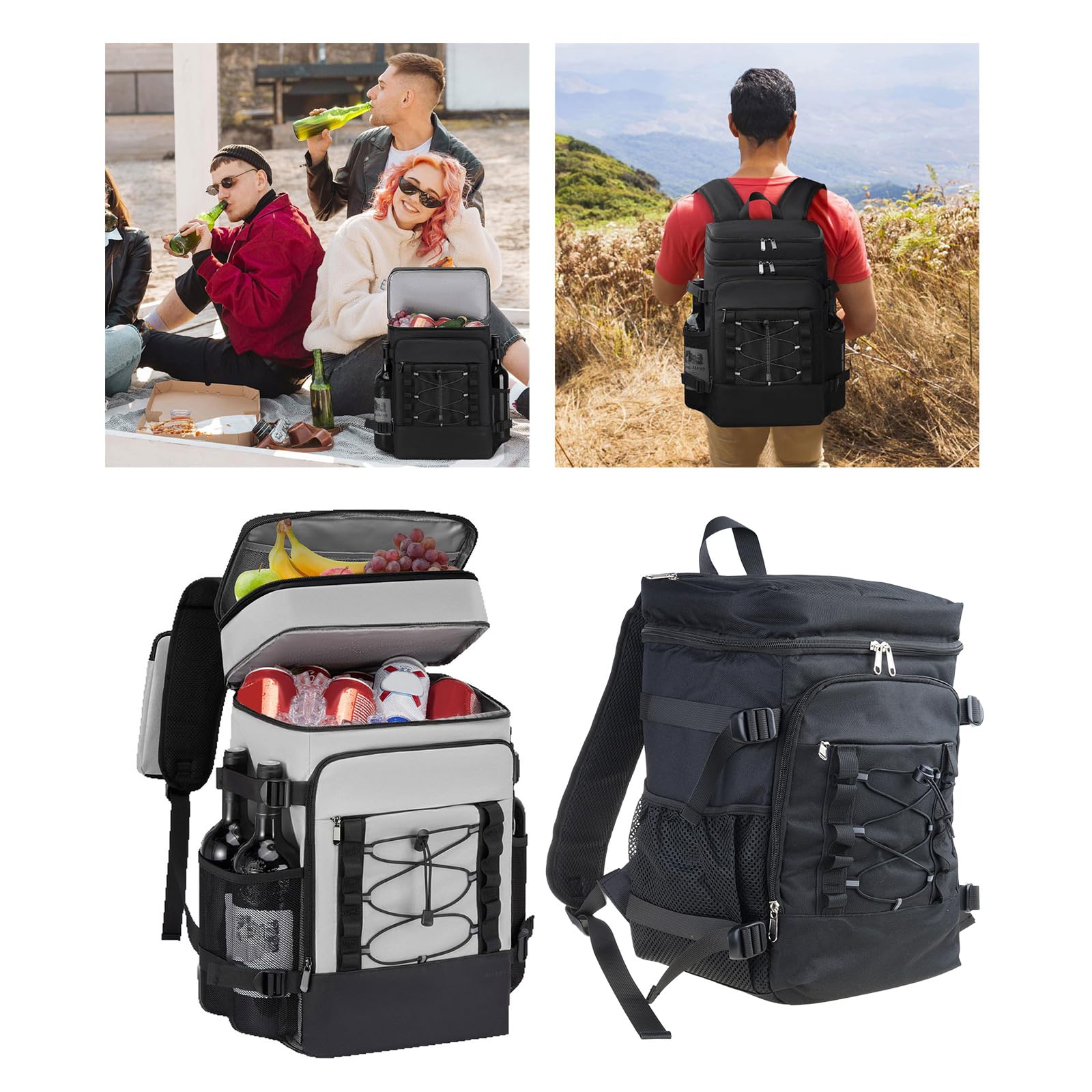 Mochila enfriadora ergonómica para picnics Aislamiento Grueso Tecnología a Prueba de Fugas Almacenamiento Espacioso Tela Oxford Bolsa de Transporte de con Doble Hombro