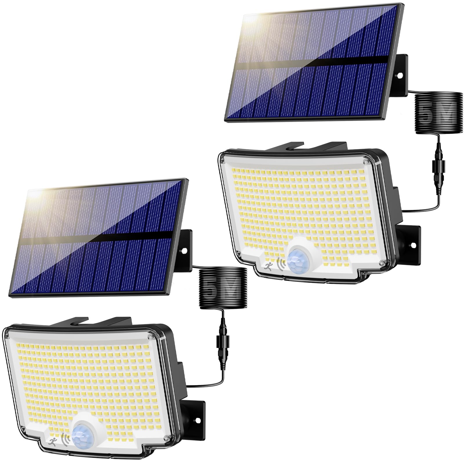 Peasur Solar Lights Outdoor Waterproof 318 LED 3 Modes Solar Motion Security Light Flood Lights with 16 4