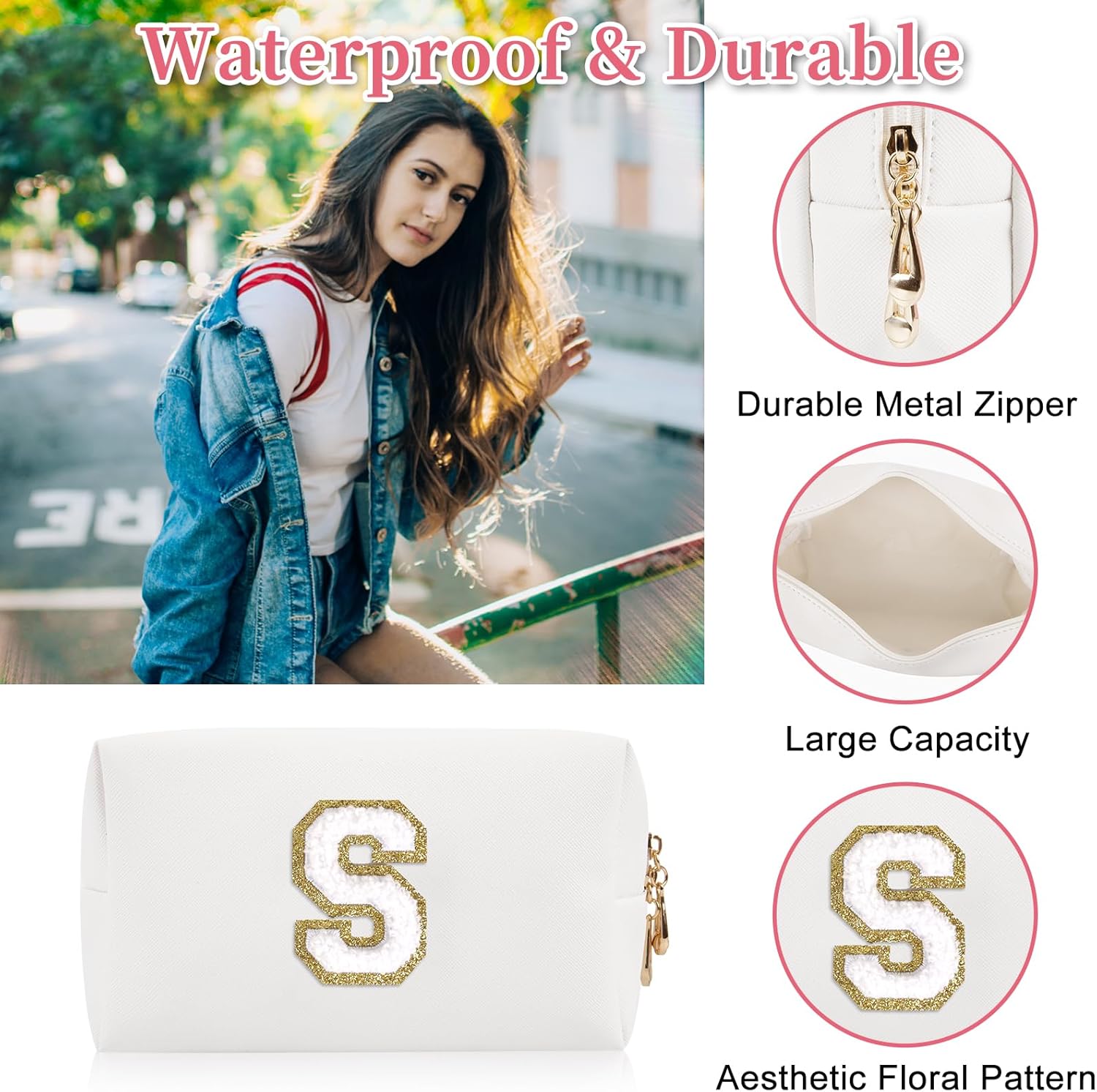 Preppy Chenille Initial Makeup Bag - Waterproof 4 71Uv5ujUatL. AC SL1500