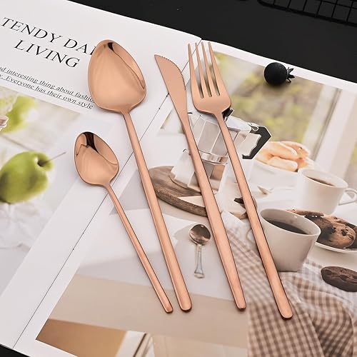 Miniatura 6 de JASHII Modern - Juego de cubiertos de acero inoxidable 1810 de 24 piezas, para 6, cubiertos de acero inoxidable 1810, juego de cucharas y tenedores