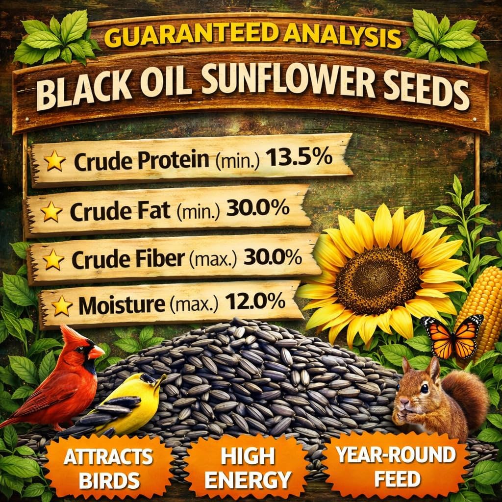 Office Roast Premium Black Sunflower Seeds – | 8 LB Bulk Value Pack | Natural Wild Bird Seed for Backyard Feeders, High-Energy Food for Songbirds