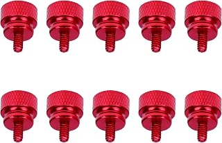 HELIFOUNER 10 Pieces 6-32 Thread, Red Color Anodized Aluminum Computer Case Thumbscrews, Thumb Screws for Computer Case/Cover/Power Supply/Hard Drives