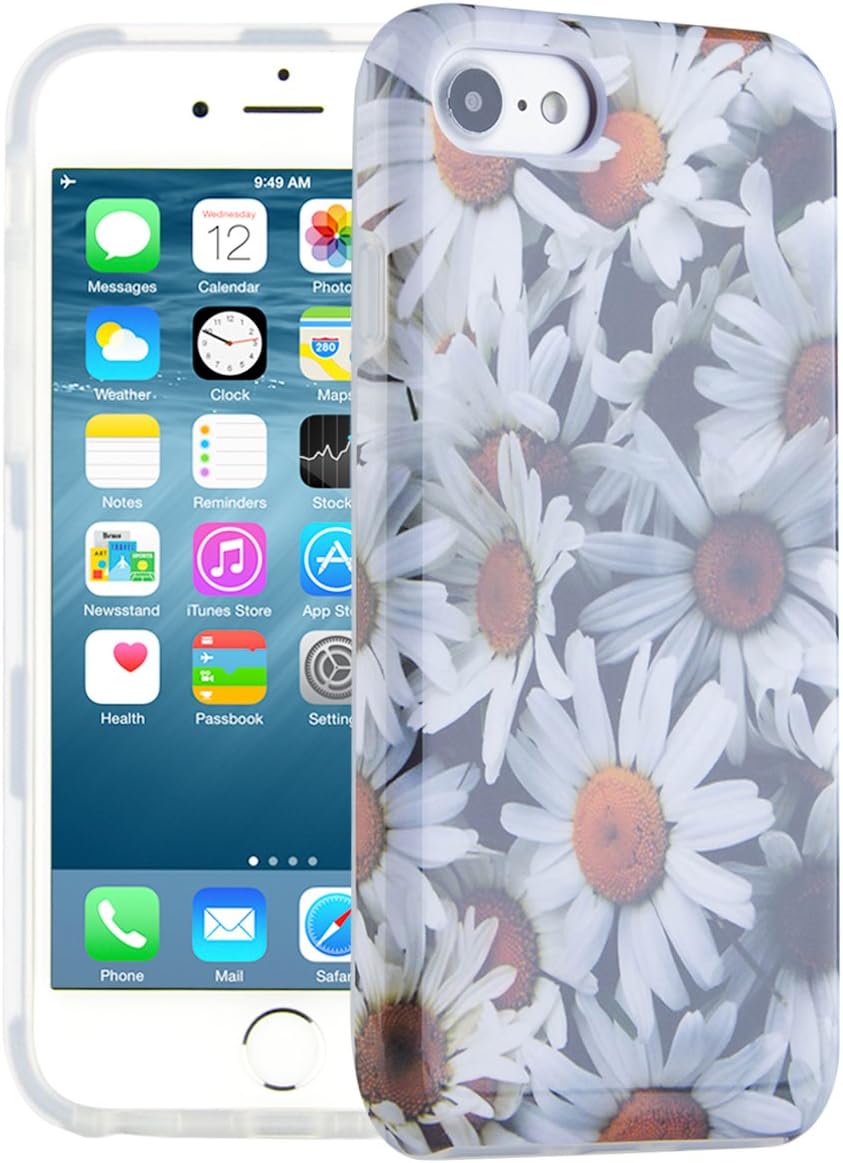 Dimaka Case for iPhone 7 Case, iPhone 8 Case, Daisy Margaret Floral Flower Print Case for Girls/Women, Cute Design Anti-Fingerprint Anti - Shock Case for iPhone 7/8