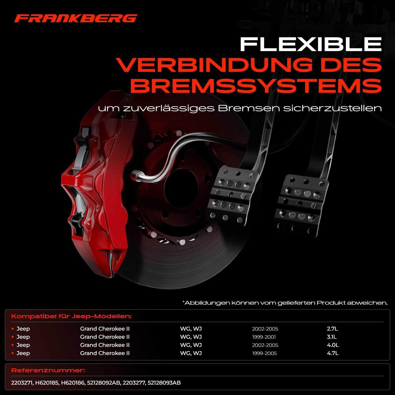 Frankberg 2 mangueras de freno delantera izquierda y derecha 2203271 | Compatible con: Grand Cherokee II WG WJ