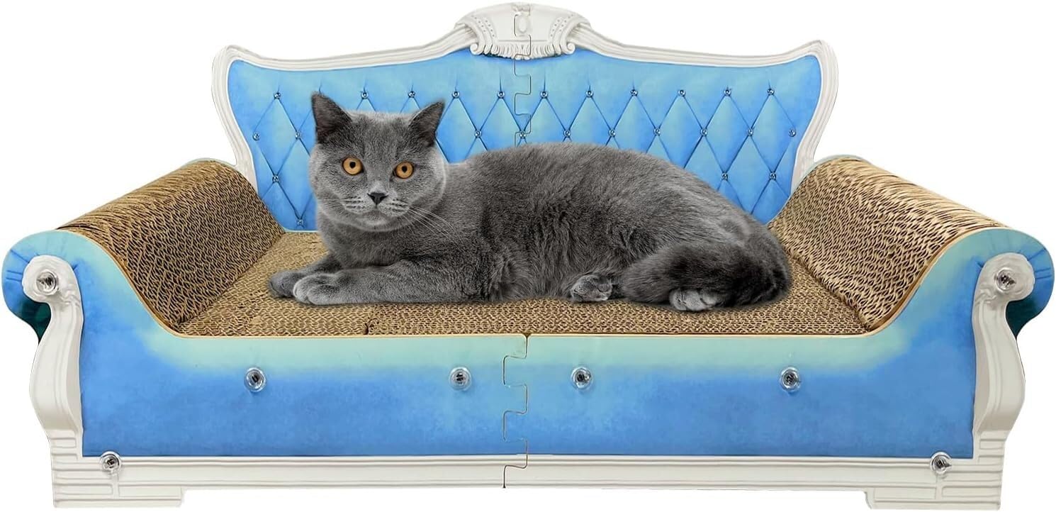 Jucgghk Exquisite Cardboard Cat Scratch Board Sofa Bed with Catnip, Artificial Pet Scratch Board, Suitable for Indoor Pets Suitable for Indoor Pets(Grey Lounge)