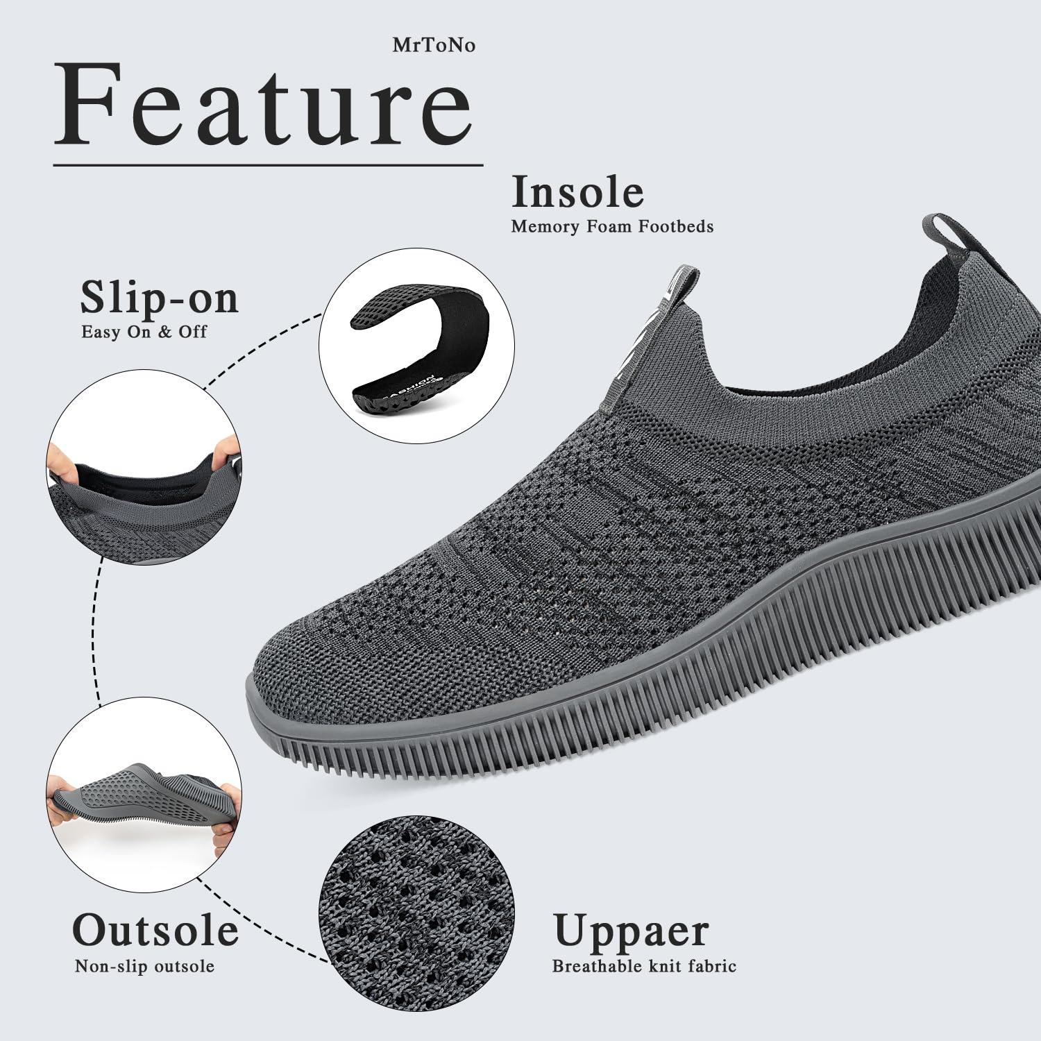 MrToNo Sneaker Infilare Uomo Slip on Sneaker Casual Scarpe da Running Corsa Leggero Corsa Camminare Scivolare su Formatori Scarpe da Ginnastica Outdoor Jogging Sportive Fitness Sneaker
