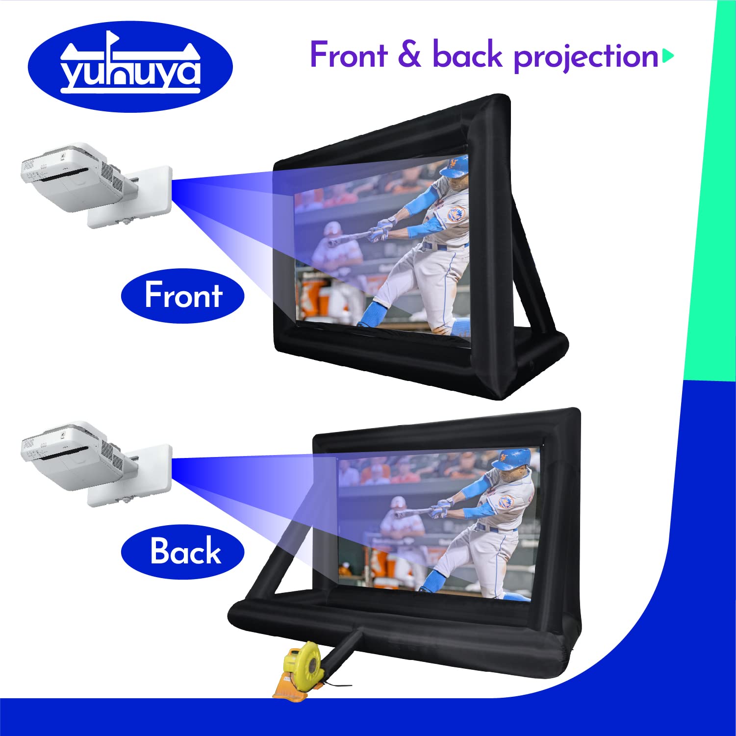 Yuhuya 16ft Inflatable Movie Screen Movie Nights Under The Stars with 16ft Inflatable Projector Screen