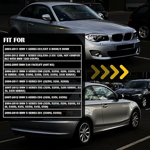 Miniatura 6 de ADIIL Negro F10 estilo ahumado lente delantera Fender secuencial ámbar LED señal de giro lámpara de marcador lateral luces asamblea para BMW 1 3 5