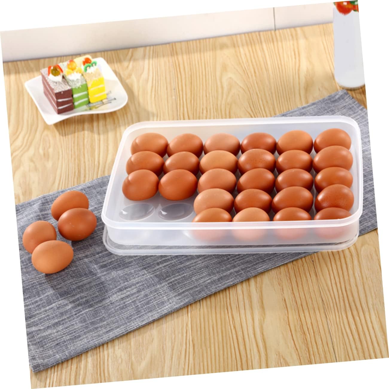 ARTIBETTER 2pcs Refrigerator Egg Storage Cases Stackable Egg Cartons Freezer Box Fridge Organizers Space-saving Easy to Move