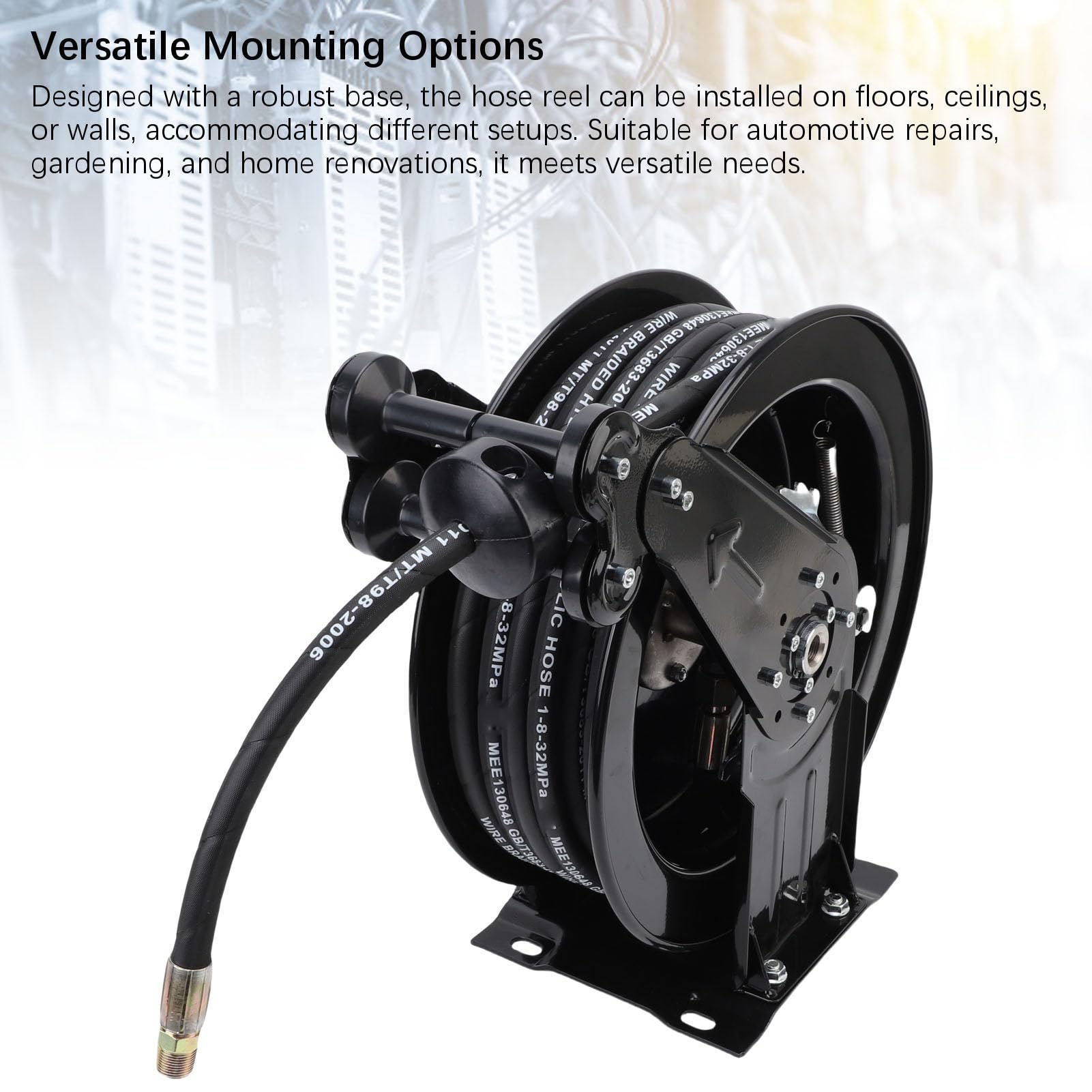 Domary High Pressure Washer Hose Reel Heavy Duty 32.81ft Retractable Auto