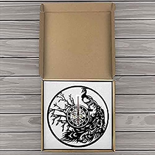 Miniatura 3 de Reloj de pared silencioso de vinilo de pavo real, reloj de pared silencioso para sala de estar, naturaleza salvaje, orgulloso, pájaro, pluma,