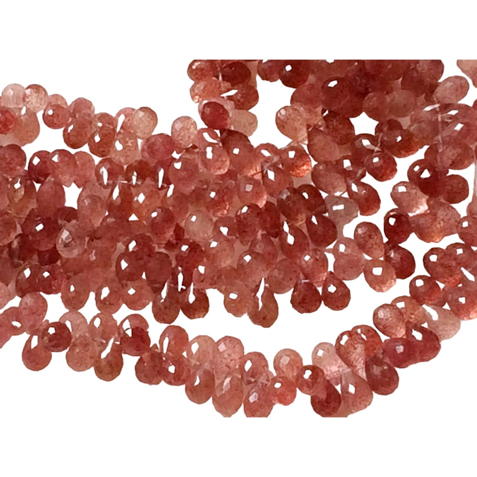 Quartz fraise naturel en gouttes perles 7x10 mm pour création bijoux DIY