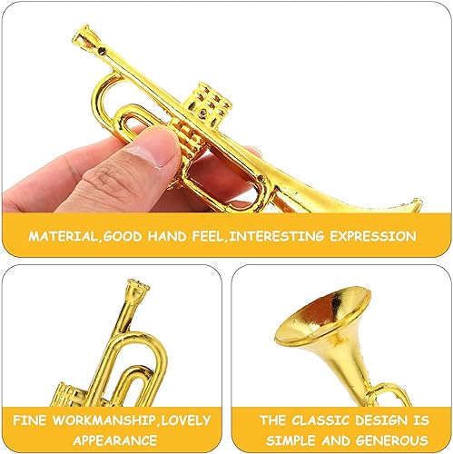 Miniatura 8 de Toddmomy 12 adornos de instrumentos musicales de Navidad, mini trompeta dorada, adornos colgantes de Navidad para decoración de árbol de Navidad