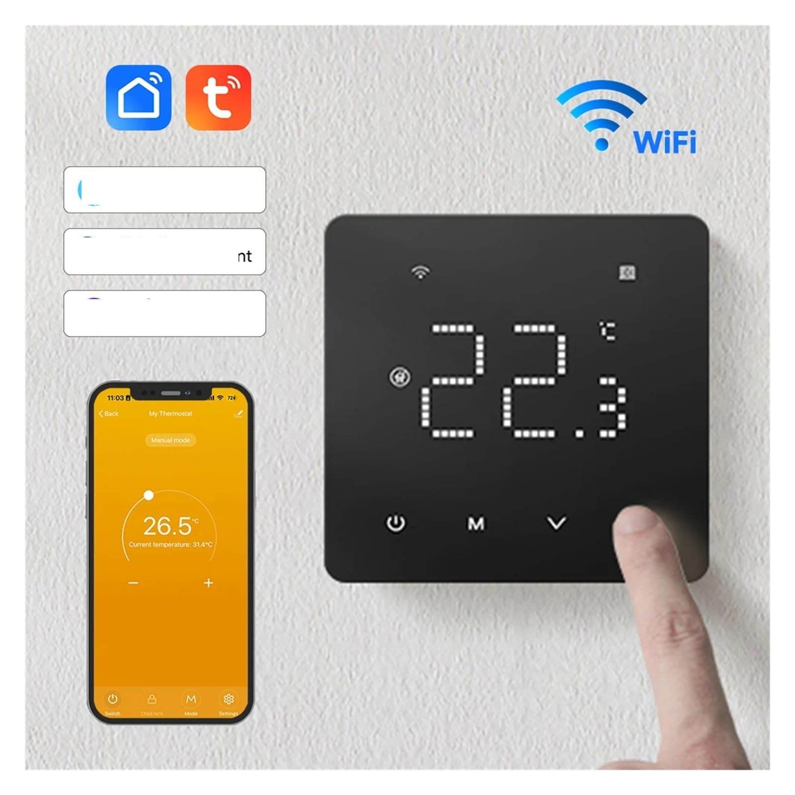 Termostato de Pared Inteligente Tuya WiFi, termorregulador de calefacción por Suelo Radiante for Caldera de Gas, Trabajo de calefacción eléctrica