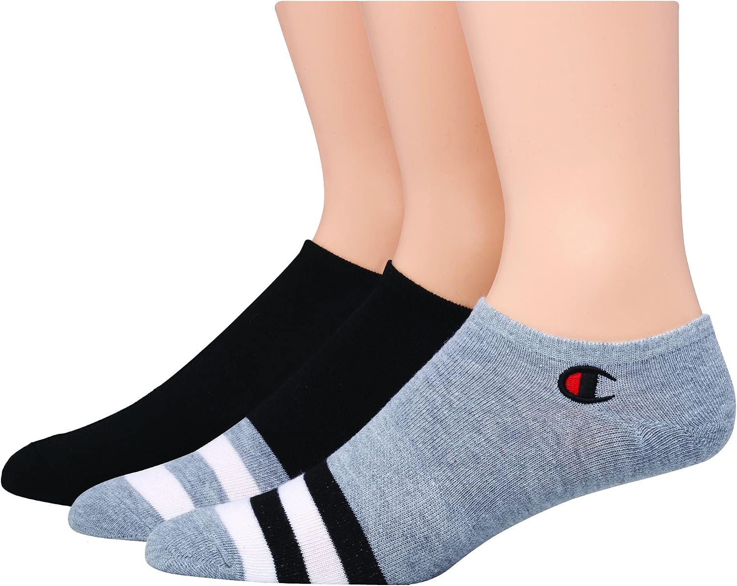 Champion Men's 3-pack Super No Show W/Embroidery Socks