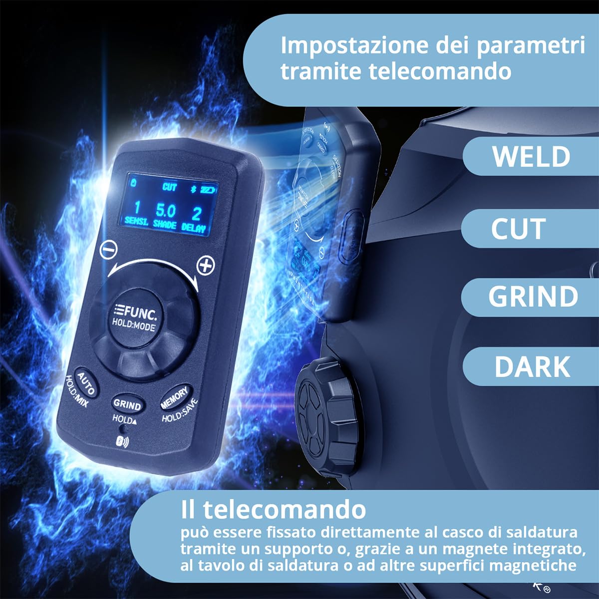 STAHLWERK Casco per saldatura automatico 3 in 1 Master Air, casco per saldatura con aria fresca, controllo di funzionamento tramite Bluetooth, riproduzione dei colori True-Colour, oscuramento da DIN 4