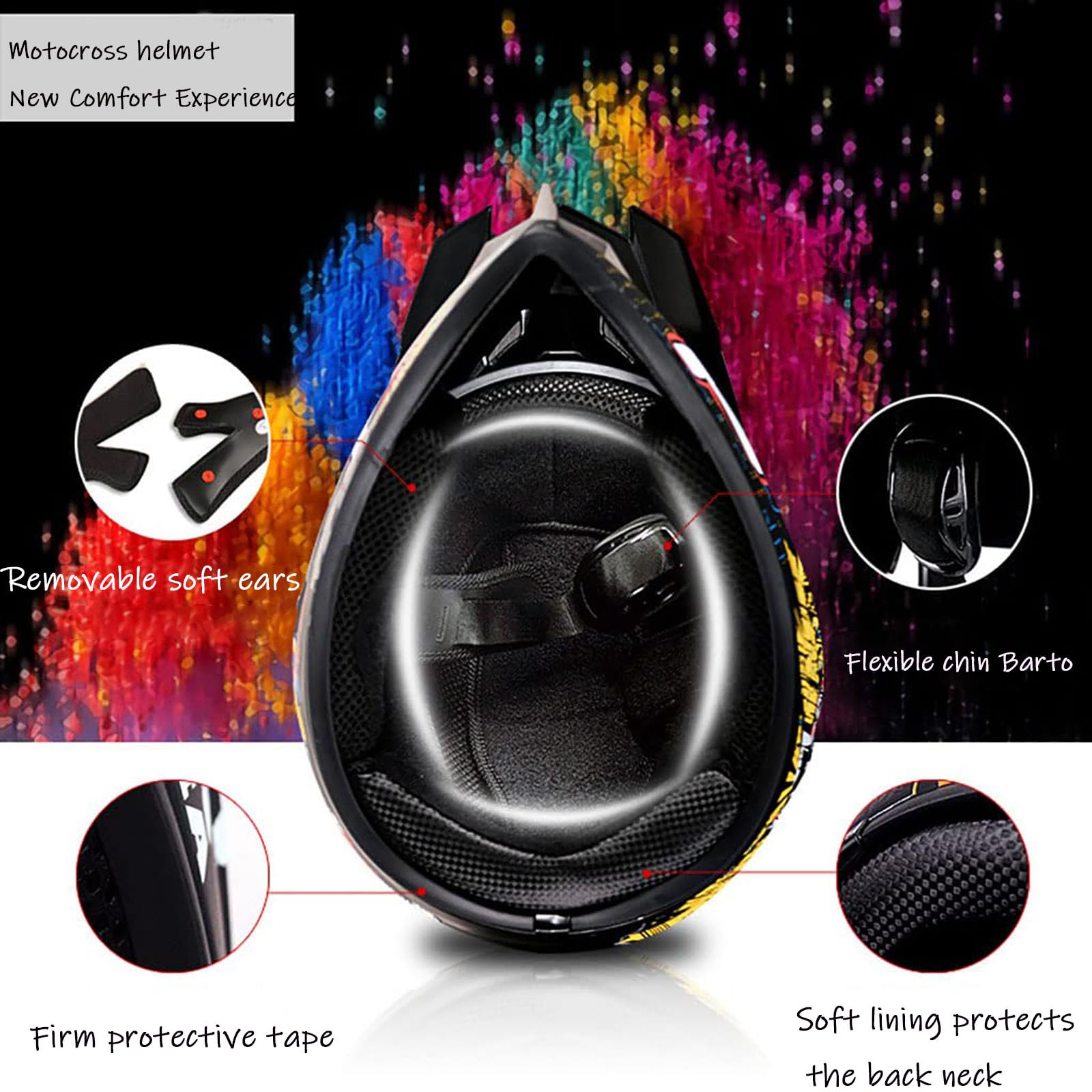 Dziecięcy kask motocrossowy (4 sztuki) Kask motocyklowy Kask terenowy dla dorosłych Quad Bike Downhill ATV MTB Go Karting Kask z certyfikatem ECE