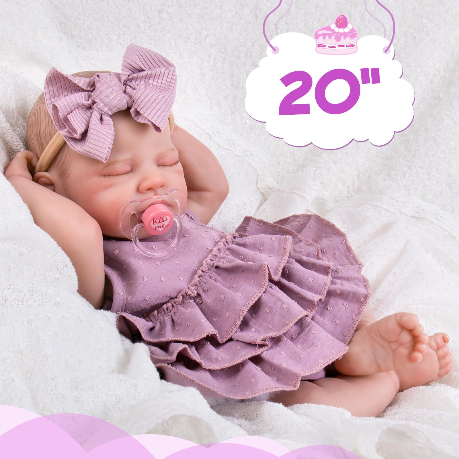 Muñecas realistas de bebé recién nacida, muñeca recién nacida realista de 20 pulgadas con extremidades posables y kit de alimentación, juego de regalo de muñeca Reborn de la vida real con peso 5