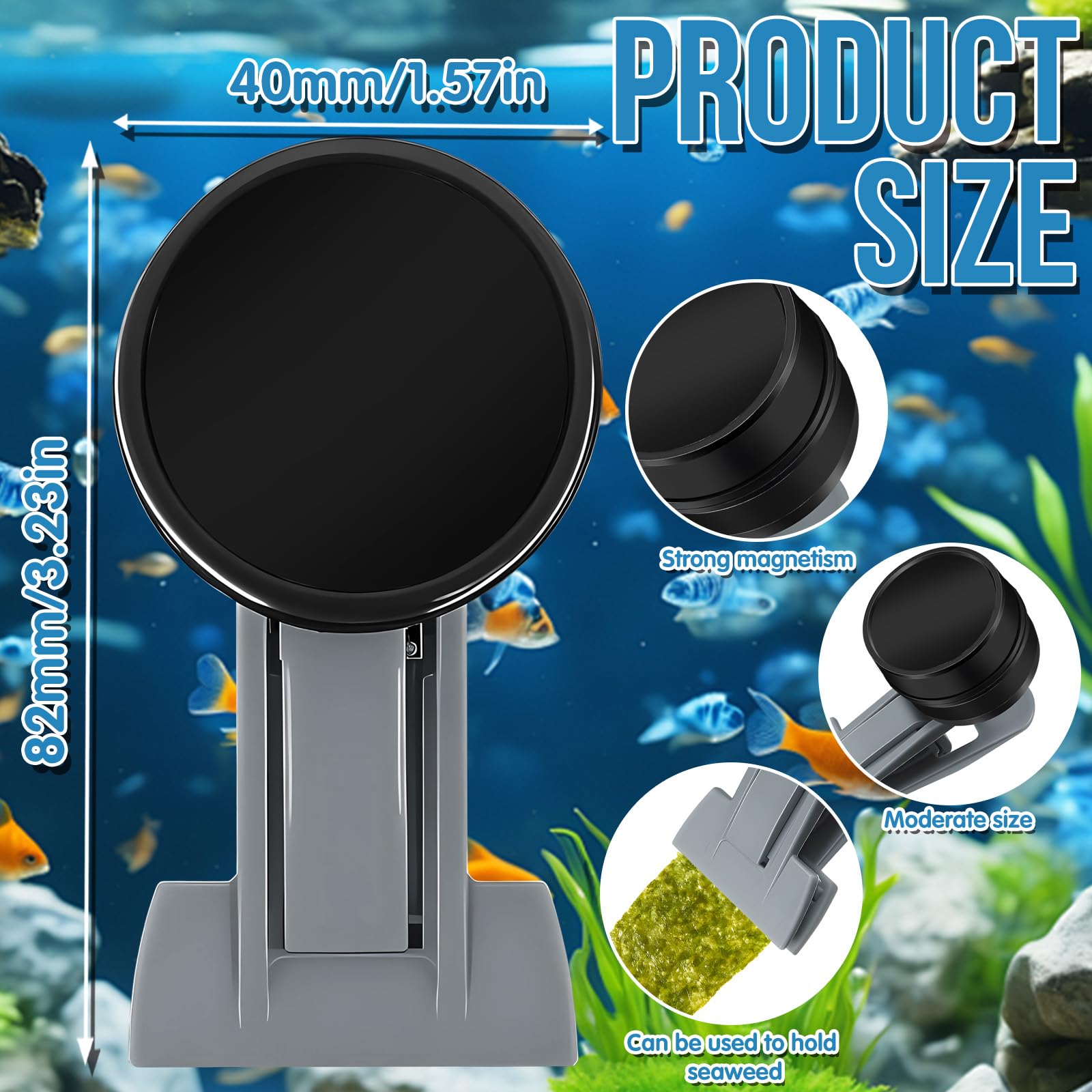 Mangiatoia per pesci rossi, accessori per acquari marini, magnete per alghe, mangiatoia per alghe marine, clip magnetiche, anello di alimentazione per acquari adatto per pesce animali acquatici