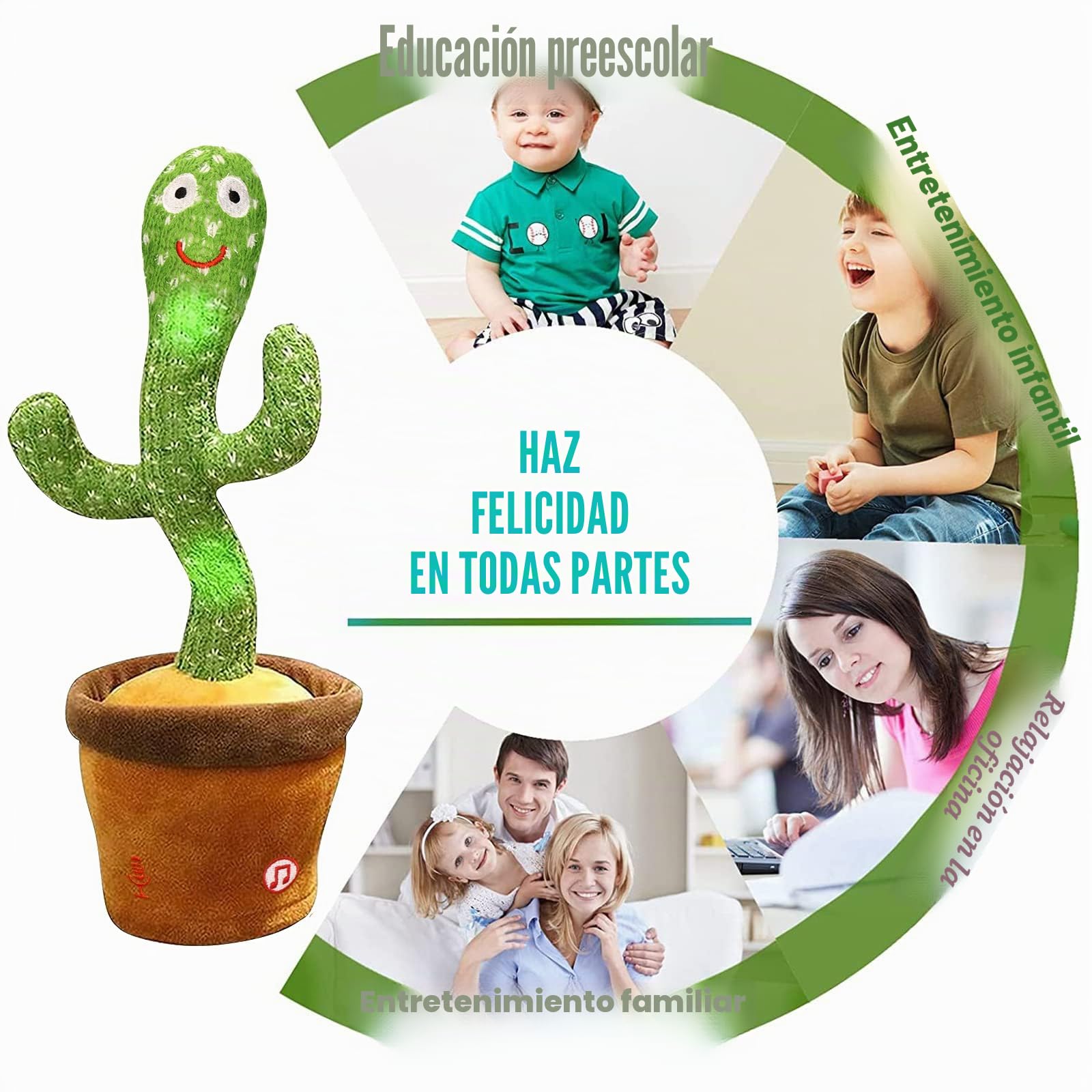 seOSTO Cactus Bailarin, Juguete de Peluche Que Baila y Repite tu Voz, con Canciones, Dancing Toys Que Habla Regalos Adecuados para Niños