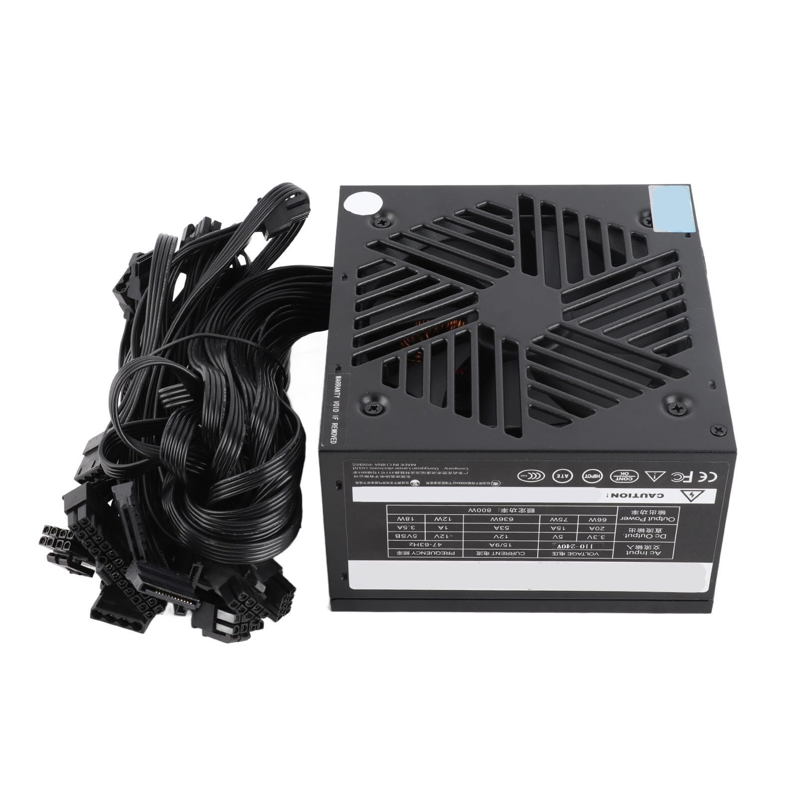 PUSOKEI Alimentatore da 800 W per PC Desktop |PFC Attivo, Supporto Dual Core, Ventola a velocità Automatica