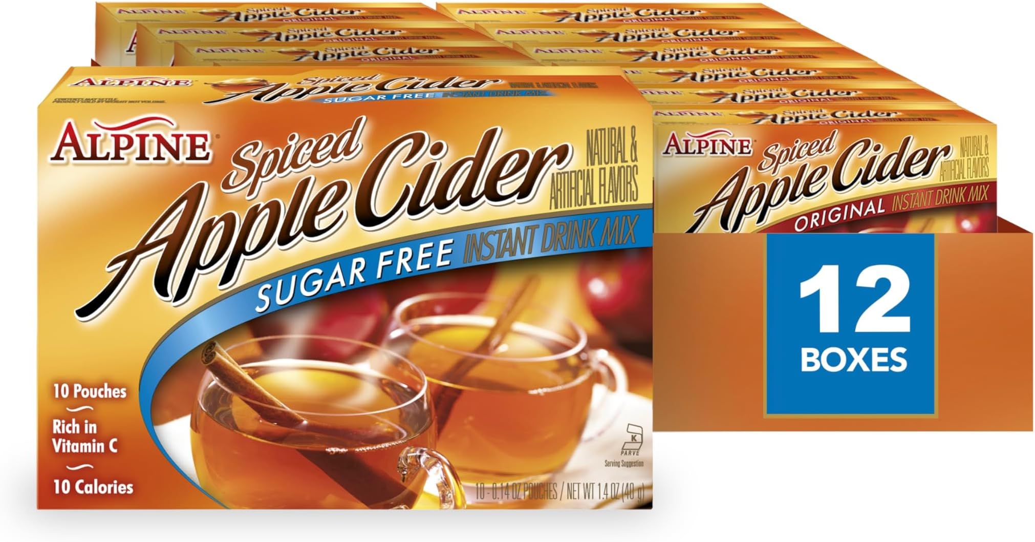 Sugar Free Spiced Apple Cider Instant Drink Mix, Rich in Vitamin C and Low Calorie, 0.14 Oz Pouch (Pack of 120)