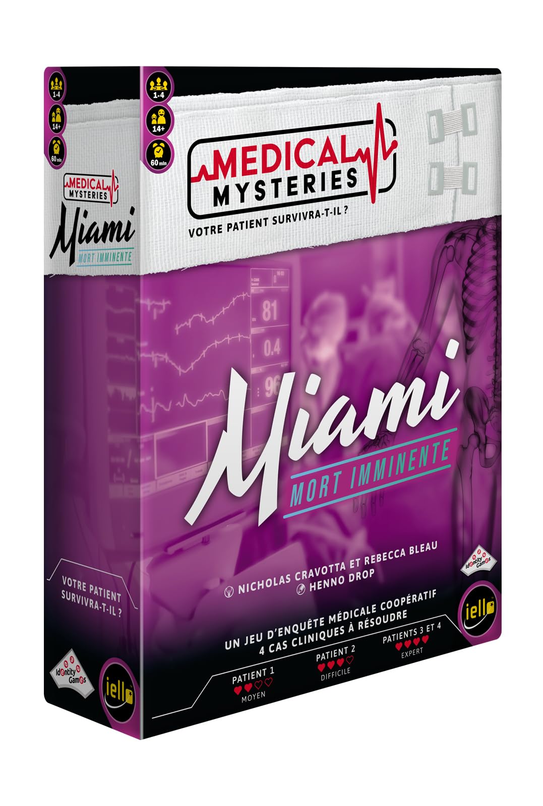 IELLO Medical Mysteries Miami – Version Française – Jeu de Société Coopératif d’Enquête Médicale et de Diagnostic | 1 à 4 Joueurs | 60 Min | Dès 14 Ans