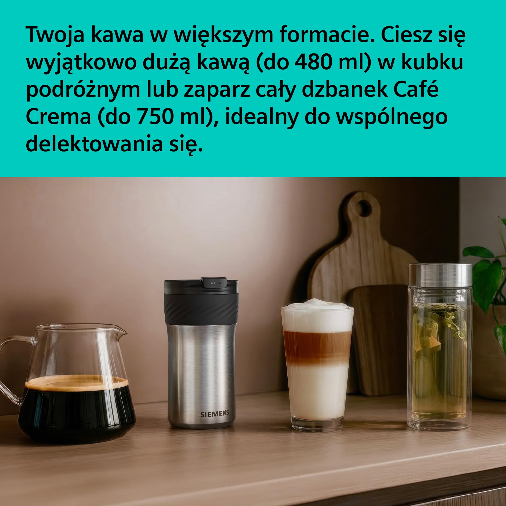 Siemens, automatyczny ekspres do kawy, EQ700 iAroma, wyświetlacz dotykowy, Cold Brew i Slow Brew, aplikacja Siemens Home Appliances, odcień morning haze, TP725E01