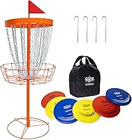 Vista 9 de Disc Golf Basket - Portable Disc Golf Target with Heavy Duty 24-Chains Come with 6pcs Disc Golf Discs and Carry Bag, Ground Stake -Suitable for