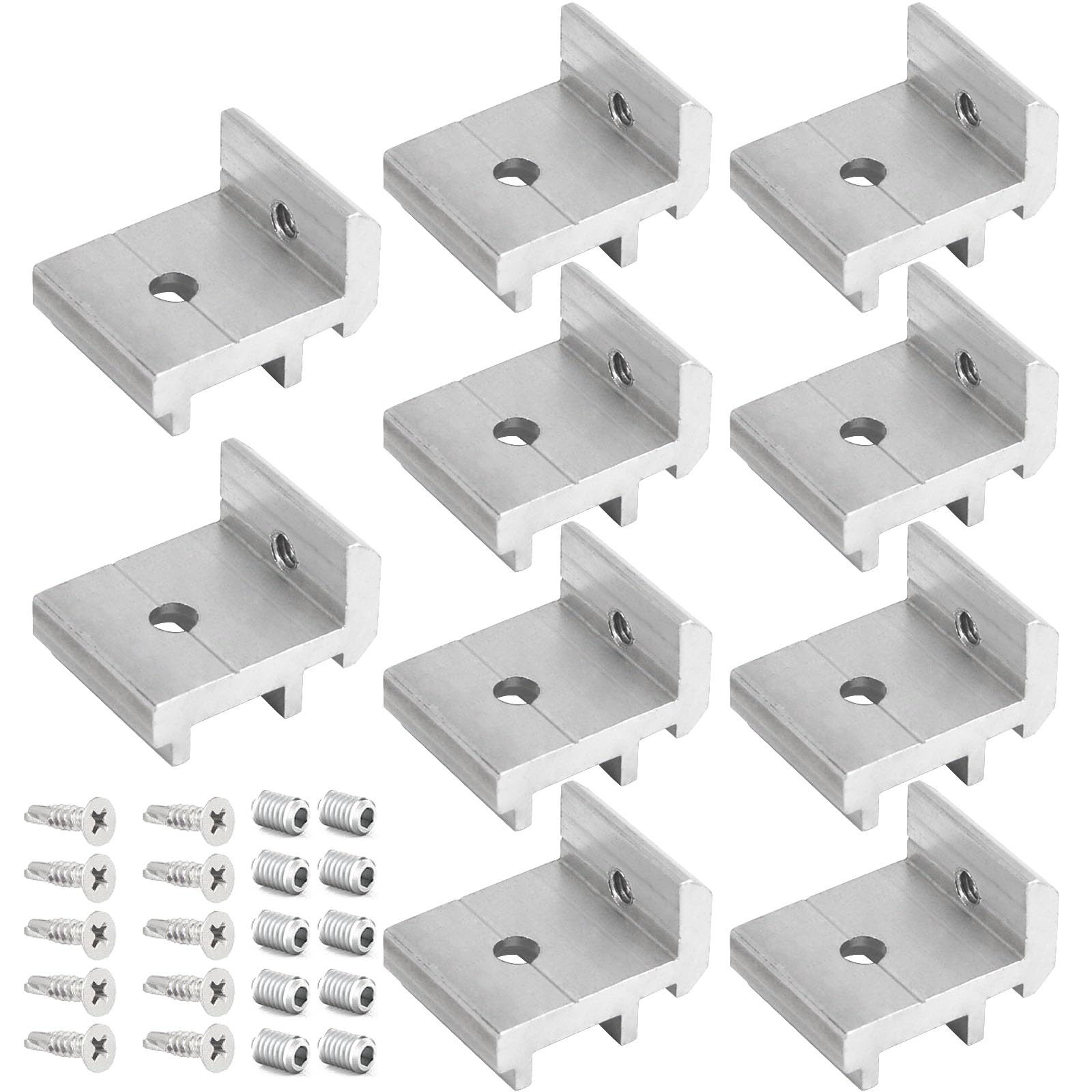 (10 Pieces) 2020 Aluminum Alloy Mounting Brackets Shelf Support Corner Bracket Panel Clamps for Aluminum Extrusion Profile with Self-Tapping Screw and Set Screw‌